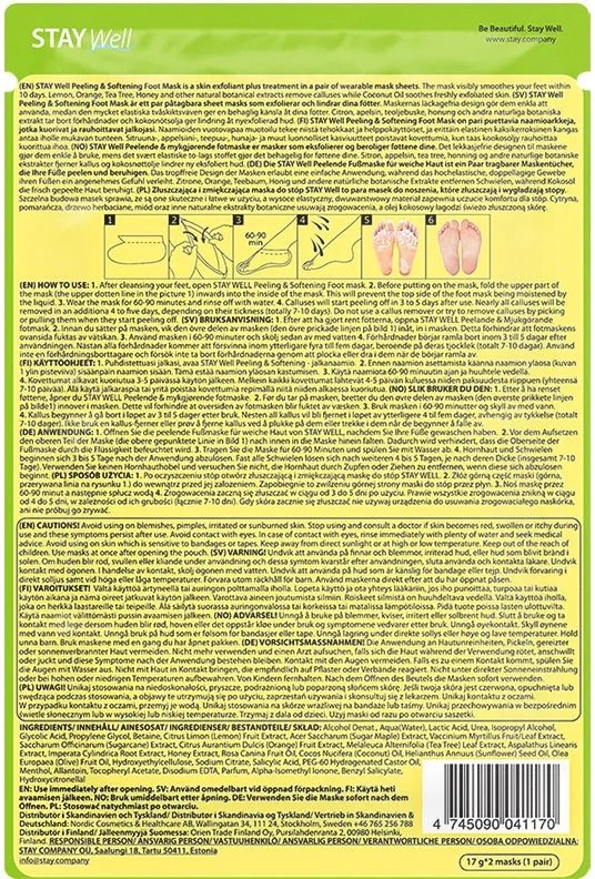 STAY Well Peeling & Softening Foot Mask Lemon (1pair)