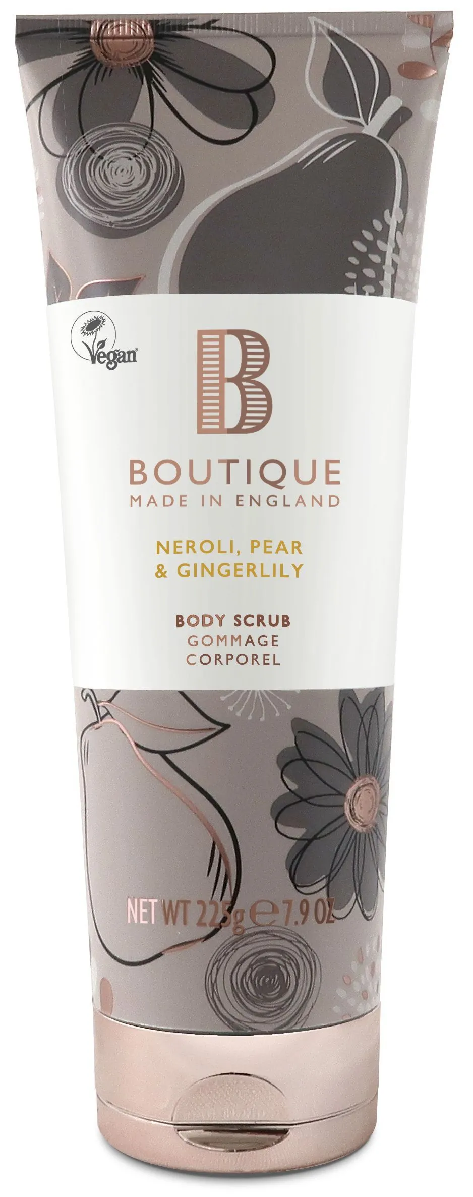 Boutique Vegan Body Scrub Neroli, Pear & Gingerlily (225g)
