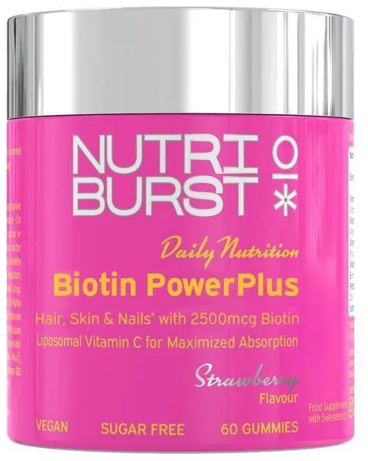 Nutriburst Food Supplement Biotin PowerPlus For Hair, Skin & Nails (60pcs)