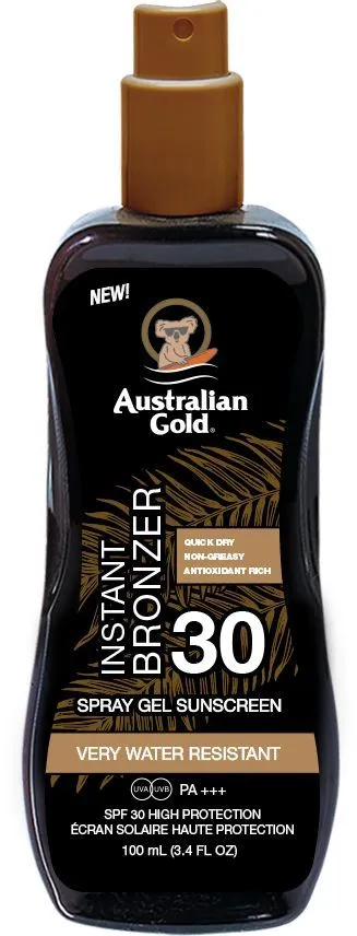 Australian Gold SPF 30 Spray Gel with Bronzer (100mL) 