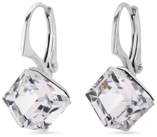 Spark Silver Jewelry Earrings Cube Crystal