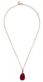 Bronzallure Preziosa Cz Gemstone Pendant Rose Gold/Plum Agate + White Cz