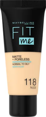 Maybelline New York Fit Me! Matte & Poreless Liquid Foundation (30mL) Nude 118