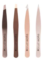 Brushworks Combination Tweezer Set (4pcs) Gold