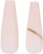 Cala Press On Nails Lavish Touch Long Coffin Light Pink With Glitter