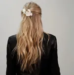 Corinne Leather Bow Big On Hair Clip Camel