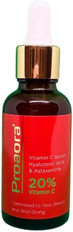 Proaora Vitamin C Serum 20%, Hyaluronic Acid & Astaxanthin (30mL)