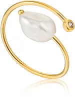 Ania Haie Gold Pearl Twist Ring