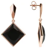 Bronzallure Incanto Square Earrings Rose Gold/Black Onyx