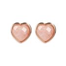 Bronzallure Heart Earrings In Natural Stone Rose Gold/Rose Quartz