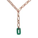 Bronzallure Y Necklace With Natural Stone Pendant Rose Gold/Green Agate