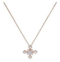 Bronzallure Cross Necklace CZ Rose Gold/White Cz
