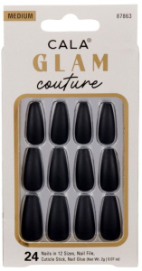 Cala Press On Nails Glam Couture Matte Black