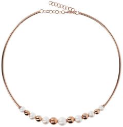 Bronzallure Chocker Necklace With Pearls And Golden Rosé Beads