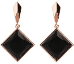 Bronzallure Incanto Square Earrings Rose Gold/Black Onyx