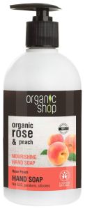 Organic Shop Nourishing Hand Soap Rose Peach (500mL)