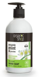 Organic Shop Moisturizing Hand Soap Minty Jasmine Cosmos Natural BDIH (500mL)