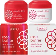 Ziaja Rose Butter Moisturising Day Cream 30+ (50mL) + Anti-Wrinkle Night Cream 30+ (50mL)