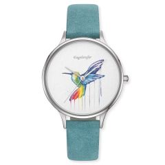 Engelsrufer Watch Paradise Colibri Silver Leather Strap Turquoise