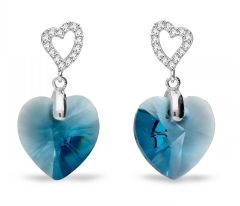 Spark Silver Jewelry Earrings Tender Heart Denim Blue