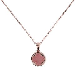 Bronzallure Four Leaf Clover Charm Necklace Red Fossil