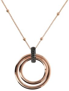 Bronzallure Long Beaded Chain Necklace with Circle Pendant and Pave Black Spinel